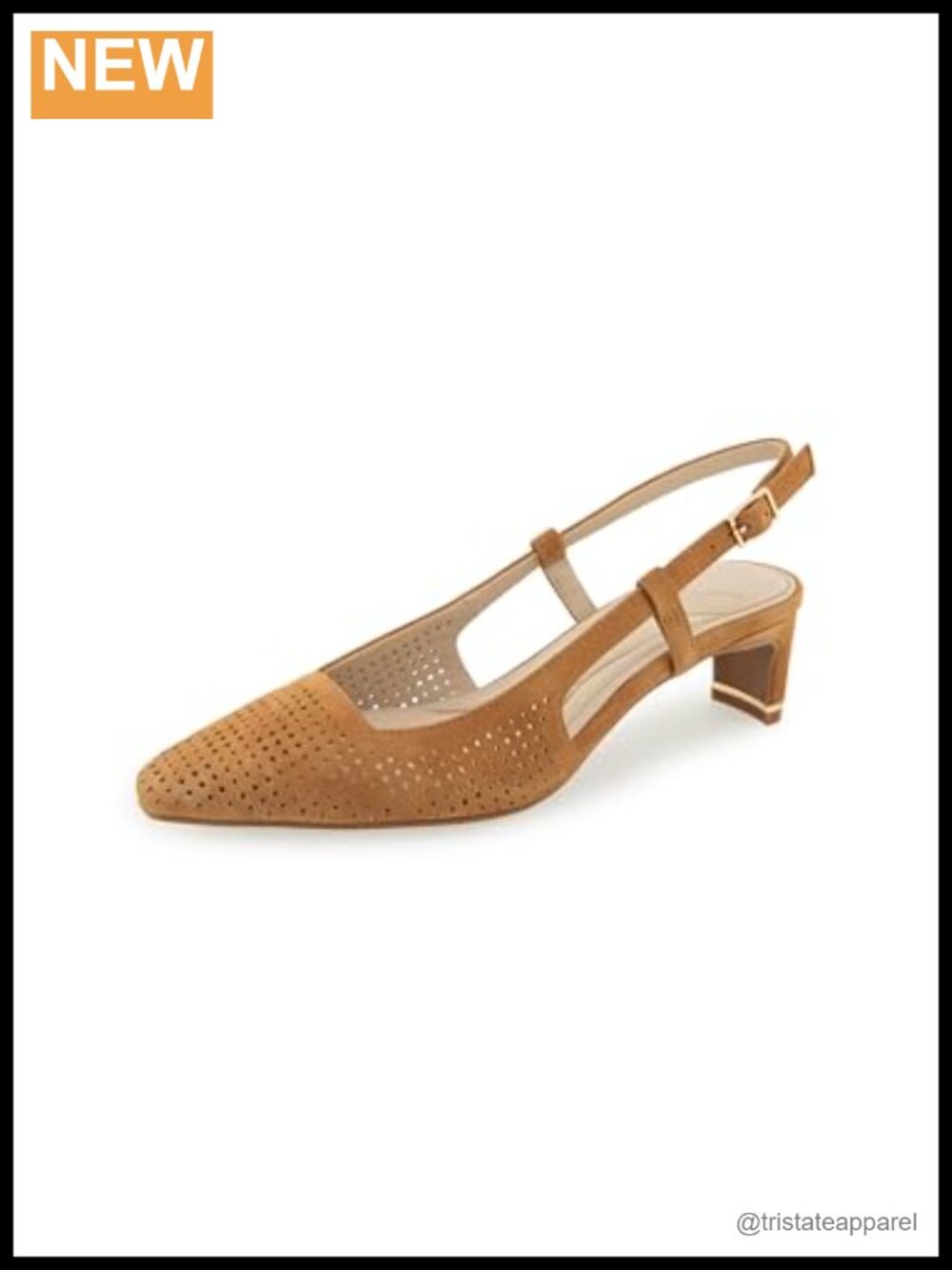 Kenneth Cole Suede Slingback Kitten Heel Pump Pointed Toe Block Heel